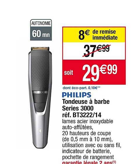 tondeuse à barbe séries 3000 philips réf. bt3222/14