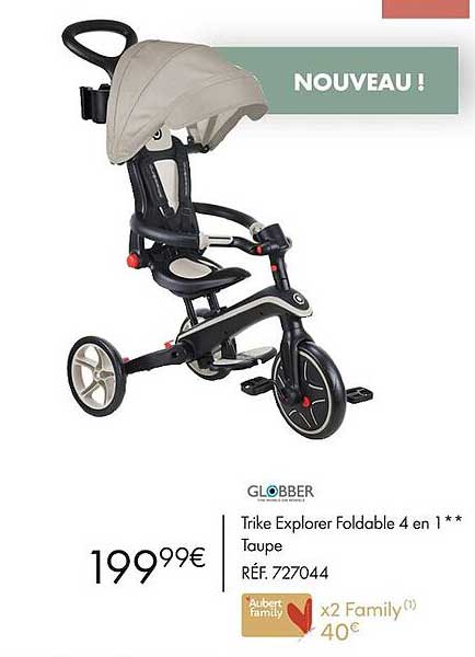 trike explorer foldable 4 en 1 taupe globber