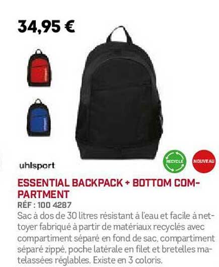 Uhlsport Essential Backpack + Bottom Compartment