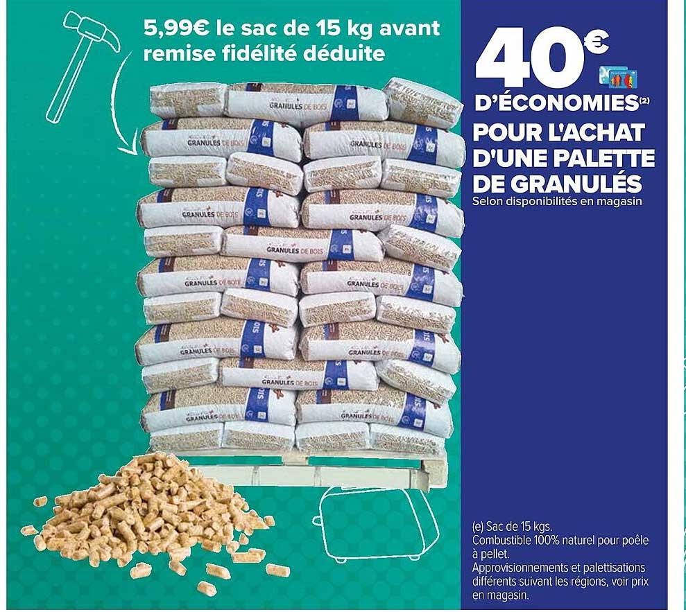 une palette de granulés