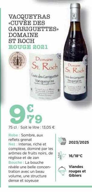 vacqueyras «cuvée des garriguettes» domaine st roch rouge 2021