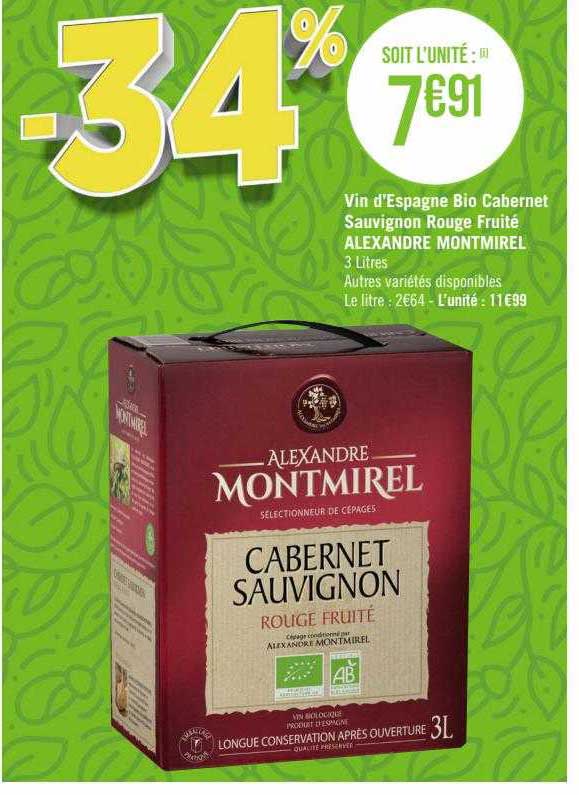 vin d'espagne bio cabernet sauvignon rouge fruité alexandre montmirel