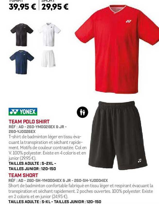 Yonex Team Polo Shirt, Team Short