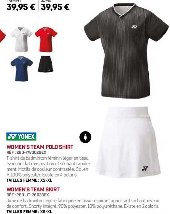 yonex women's team polo shirt, women's team skirt