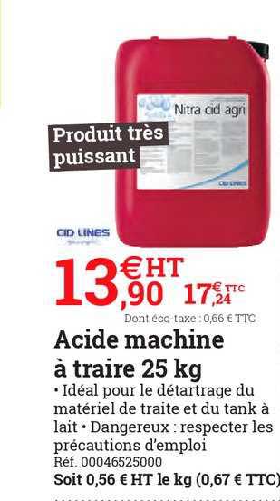acide machine à traire 25 kg