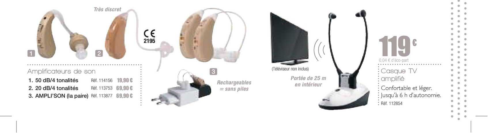 amplificateur de son casque tv amplifié