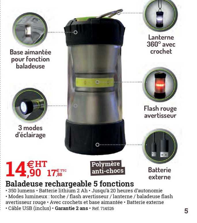 baladeuse rechargeable 5 fonctions
