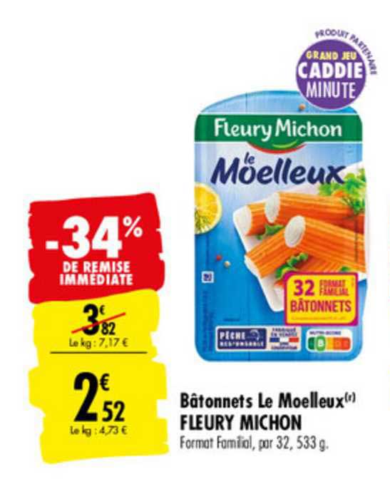 bâtonnets le moelleux fleury michon -34% de remise immédiate