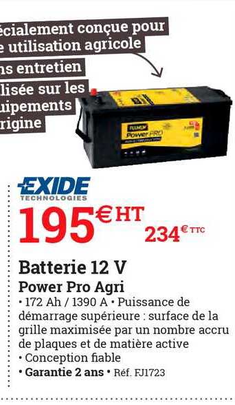batterie 12 v power pro agri exide