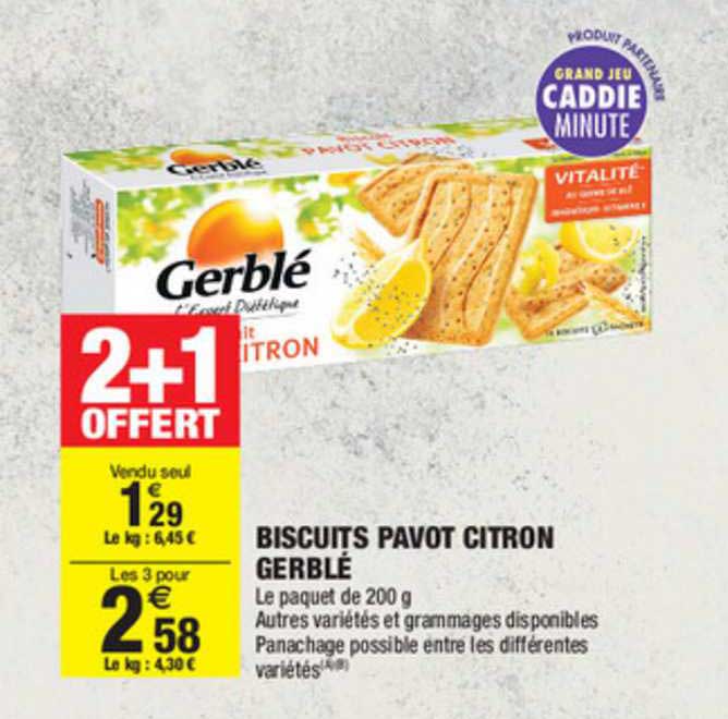 Biscuits Pavot Citron Gerblé 2+1 Offert