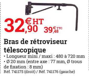 bras de rétroviseur 	télescopique