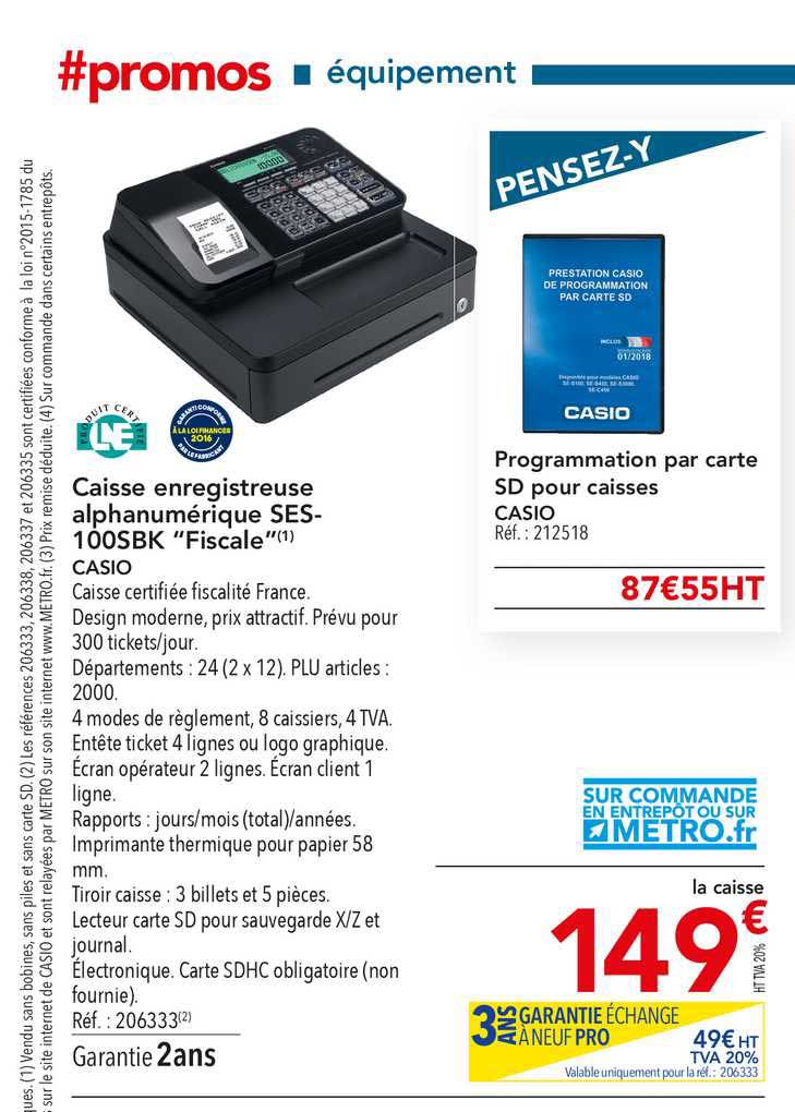 caisse enregistreuse alphanumérique ses 100sbk fiscale casio