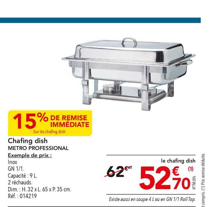 chafing dish metro professional 15% de remise immédiate