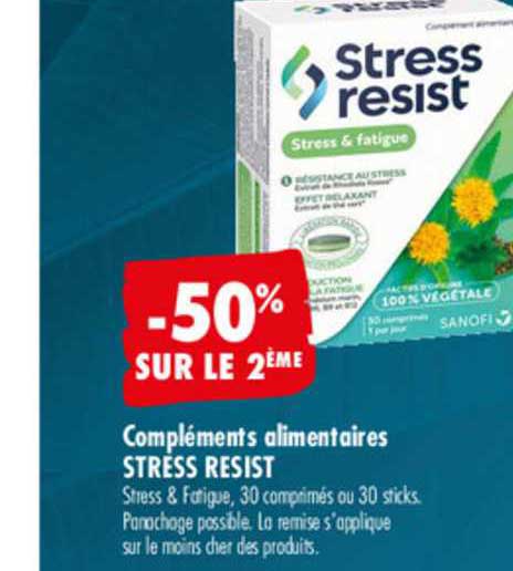 compléments alimentaires stress resist -50% sur le 2ème