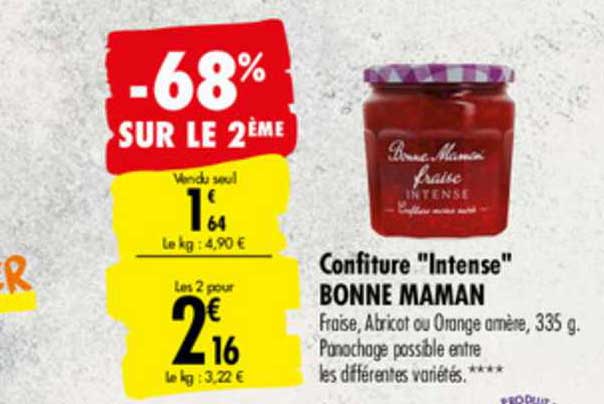 confiture "intense" bonne maman -68% sur le 2ème