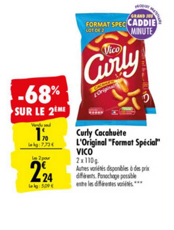 curly cacahuète l'original "format spécial" vico -68% sur le 2ème