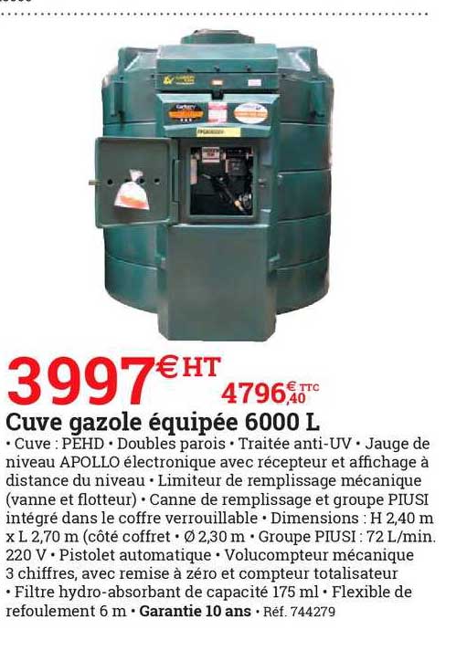 cuve gazole équipée 6000 l