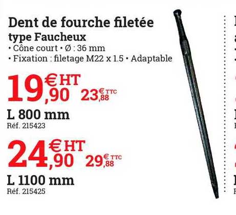 dent de fourche filetée type faucheux