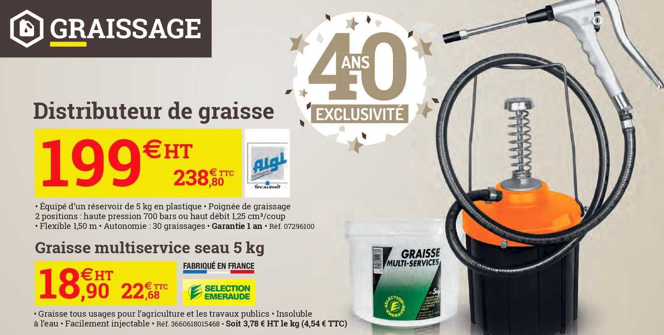 distributeur de graisse graisse multiservice seau 5 kg