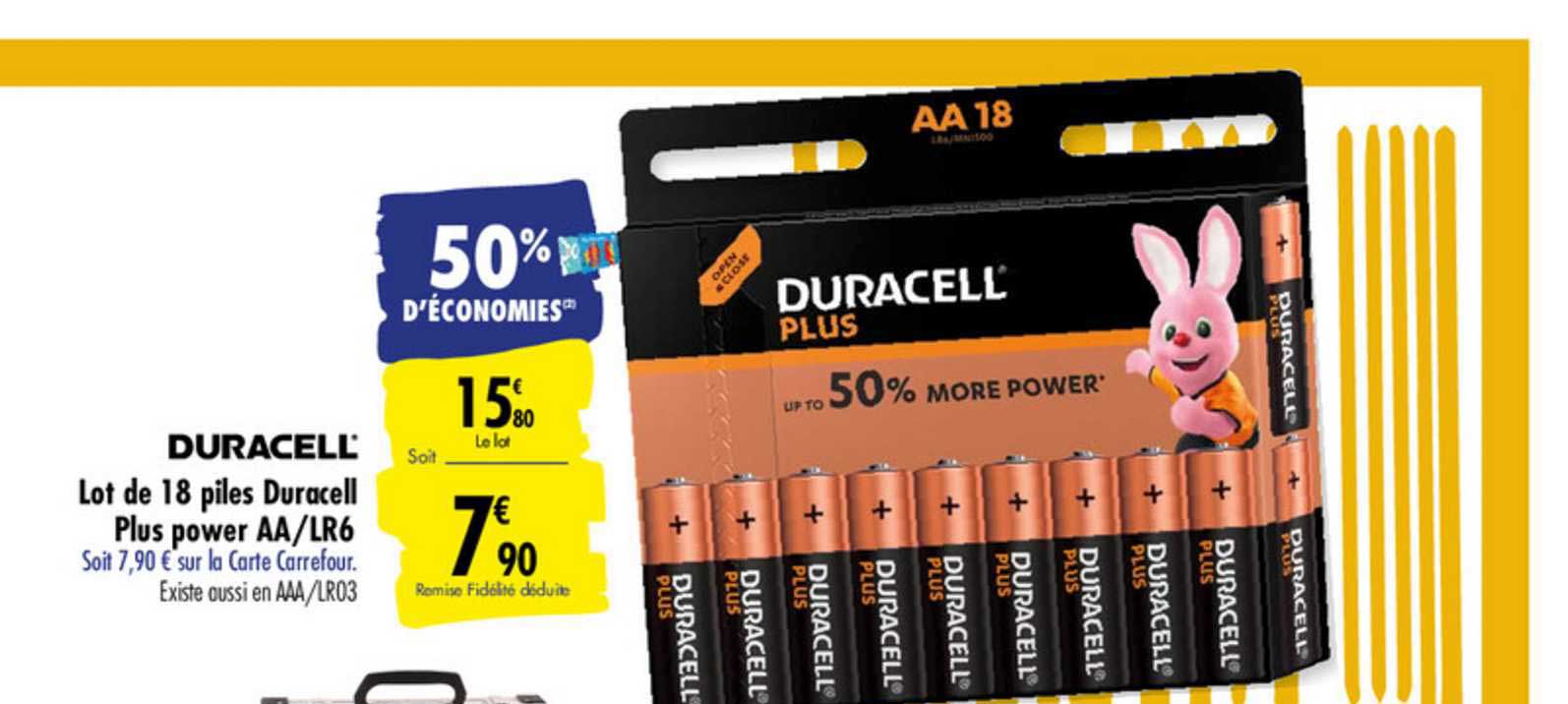 duracell lot de 18 piles duracell plus power aa lr6