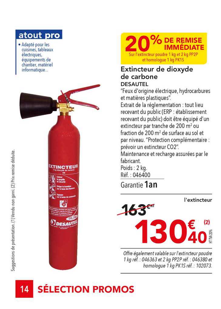 Extincteur De Dioxyde De Carbonne Desautel 20% De Remise Immédiate