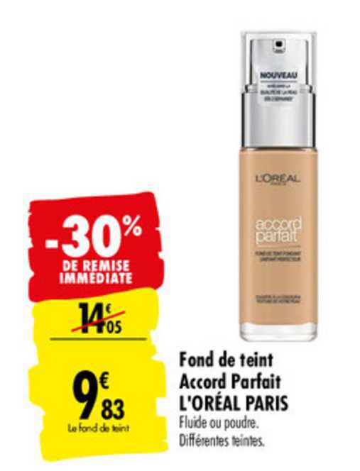 fond de teint accord parfait l'oréal paris -30% de remise immédiate