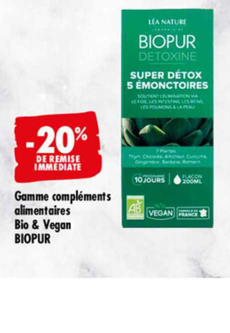gamme compléments alimentaires bio & vegan biopur -20% de remise immédiate