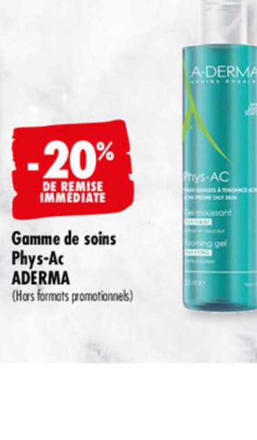gamme de soins phys ac aderma -20% de remise immédiate