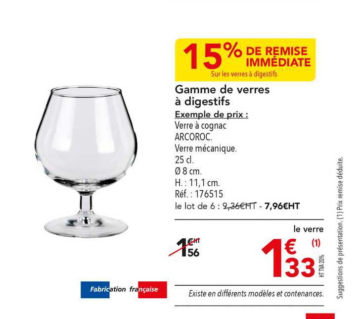 gamme de verres à digestifs 15% de remise immédiate