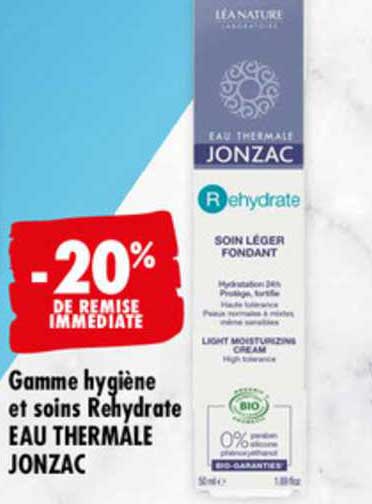 gamme hygiène et soins réhydrate eau thermale jonzac -20% de remise immédiate
