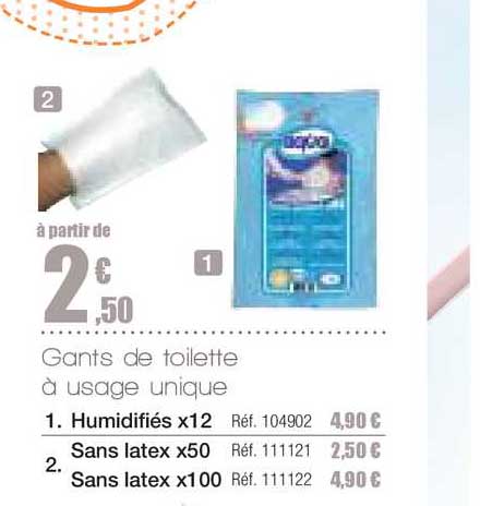 gants de toilette à usage unique