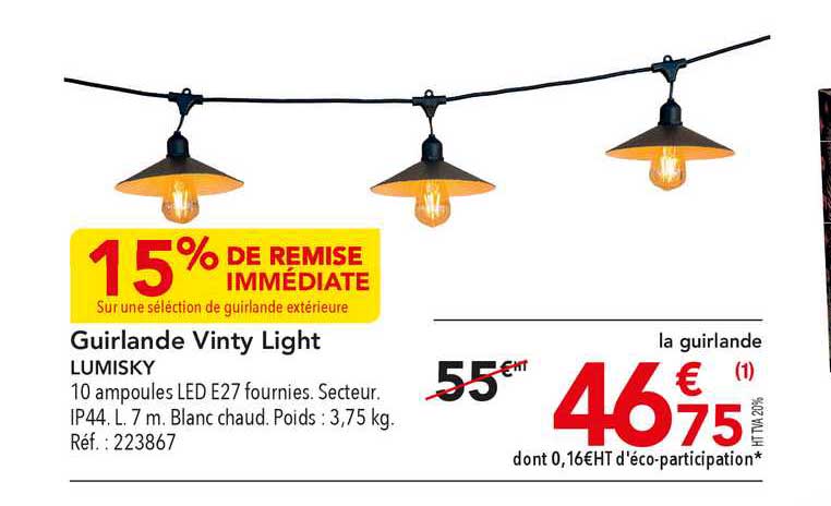 guirlande vinty light lumisky 15% de remise immédiate