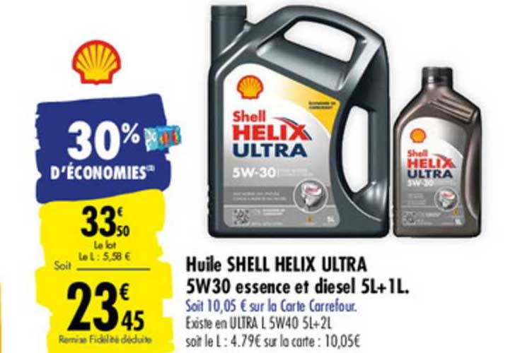 huile shell helix ultra 5w30 essense et diesel 5l+1l