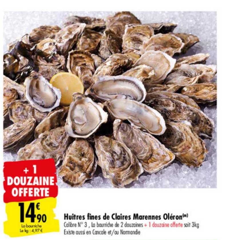 huîtres fines de claires marennes oléron +1 douzaine offerte