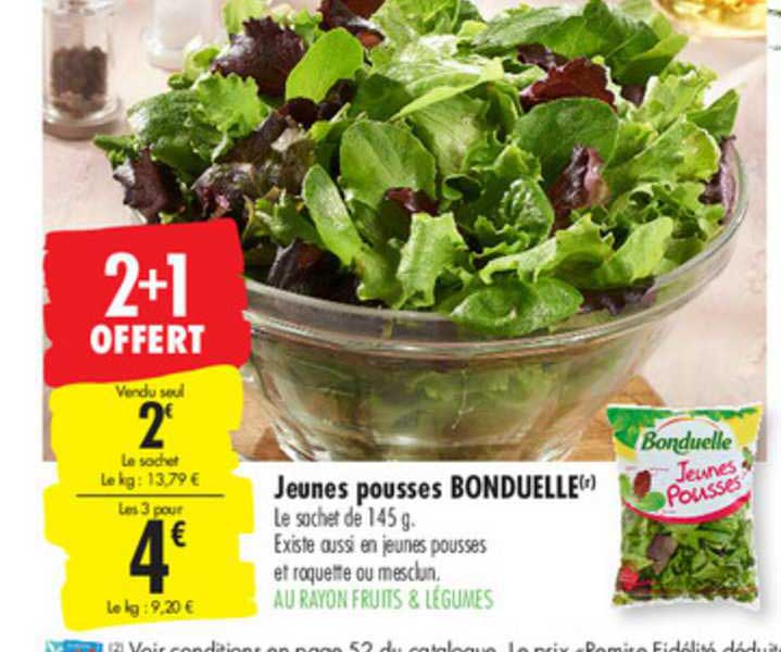 jeunes pousse bonduelle 2+1 offert
