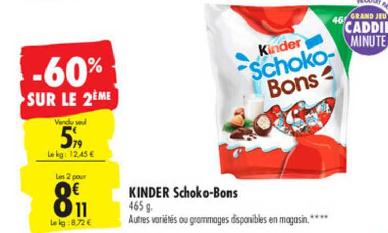 kinder schoko bons -60% sur le 2ème