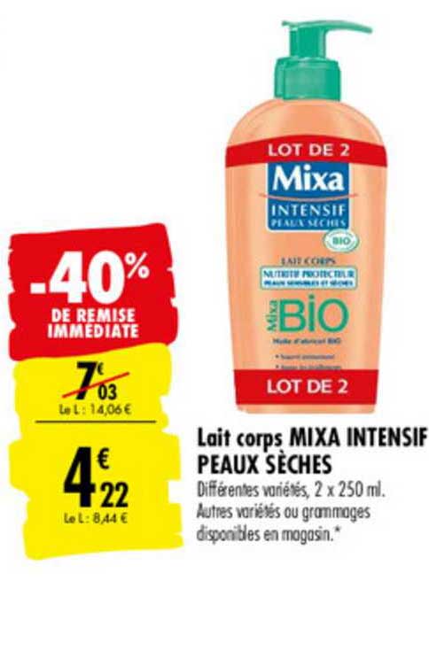 lait corps mixa intensif peaux sèches -40% de remise immédiate