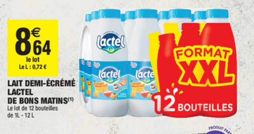 lait demi écrémé lactel de bons matins