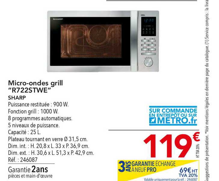 micro ondes grill r722stwe sharp