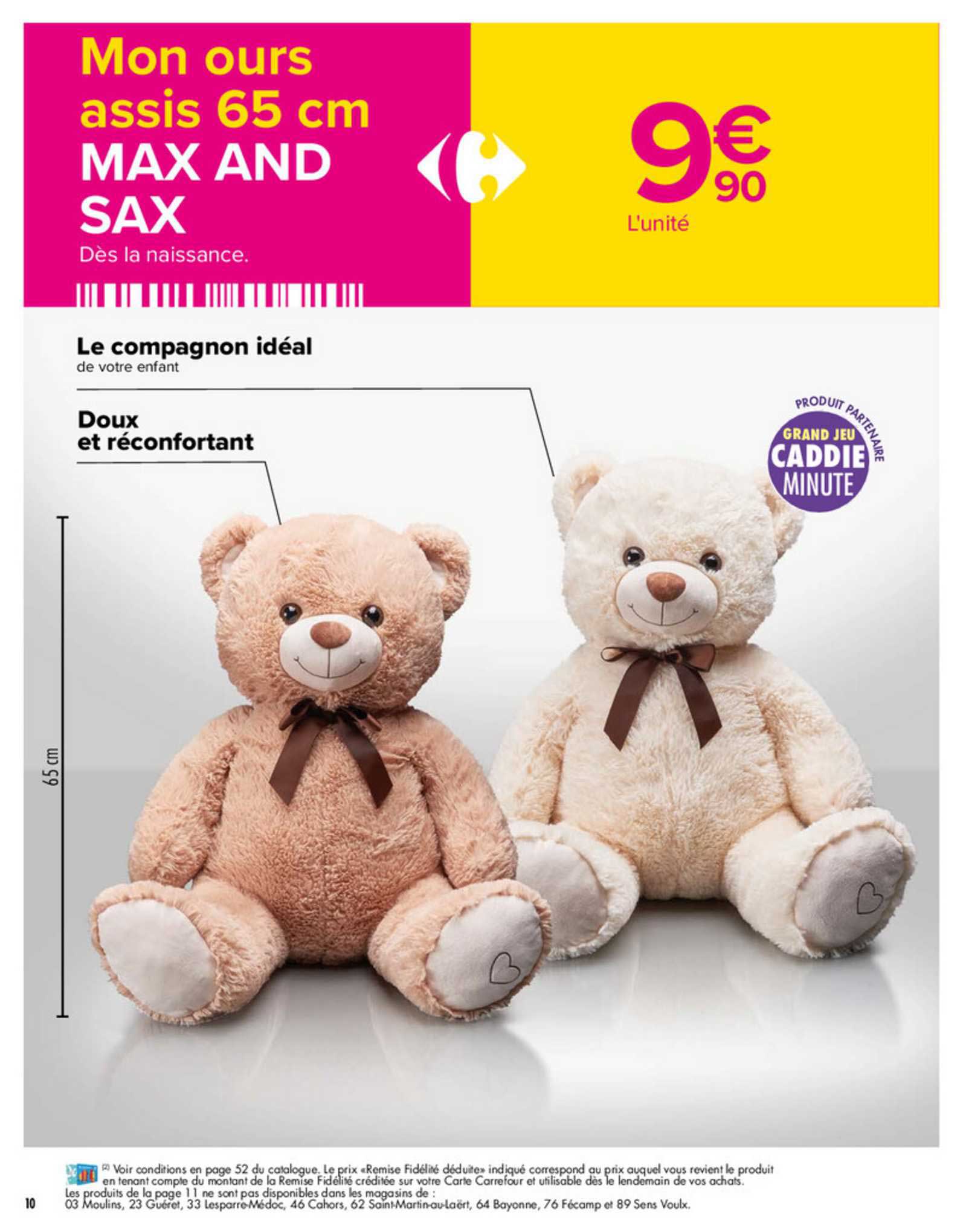 mon ours assis 65 cm max and sax