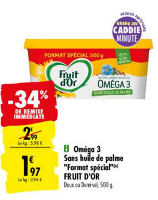 oméga 3 sans huile de palme "format spécial" fruit d'or -34% de remise immédiate