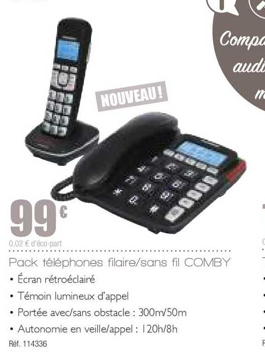 pack téléphones filaires sans fil comby