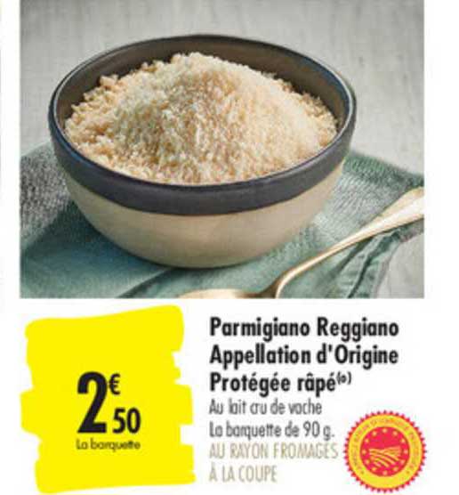 parmigiano reggiano appellation d'origine protégée râpé