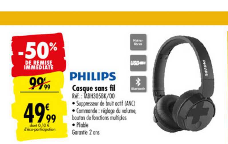 Philips Casque Sans Fil -50% De Remise Immédiate