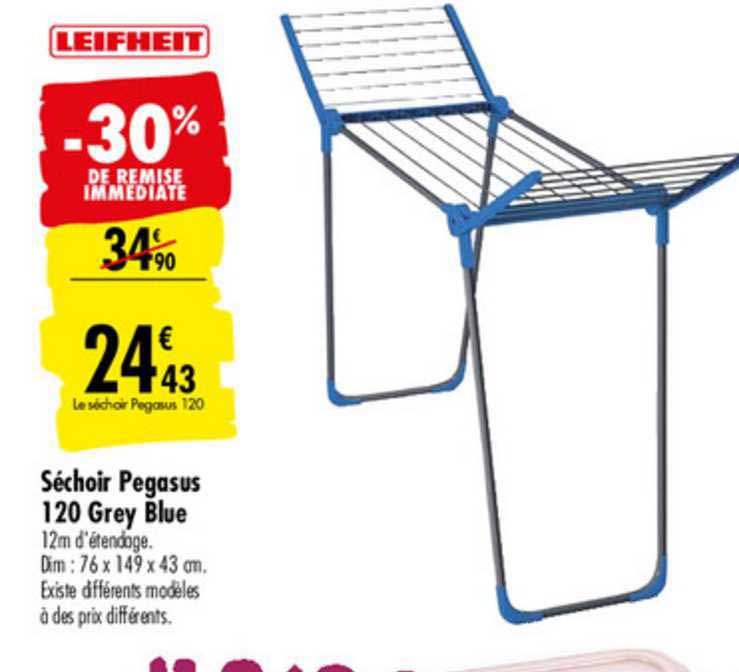 séchoir pegasus 120 grey blue leifheit -30% de remise immédiate