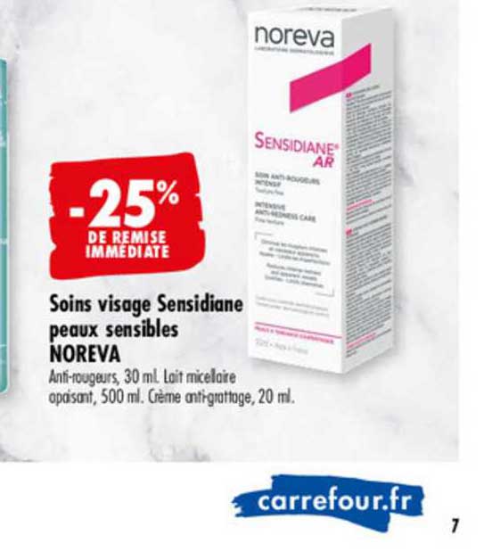 soins visage sensidiane peaux sensibles noreva -25% de remise immédiate