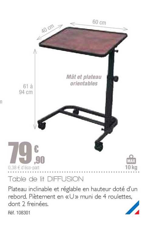 table de lit diffusion
