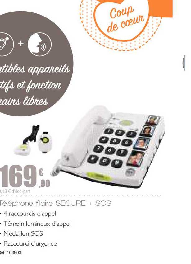 Téléphone Filaire Secure + Sos