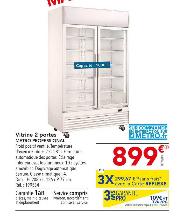 Vitrine 2 Portes Metro Professional