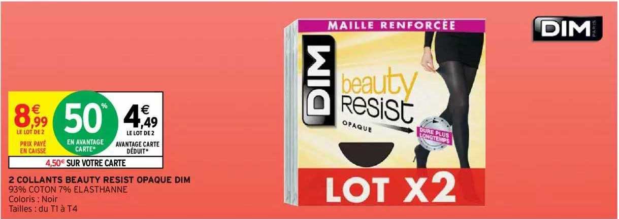 2 collants beauty resist opaque dim